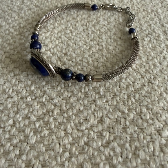 Lapis Lazuli Silver-Tone Bracelet - Picture 3 of 5